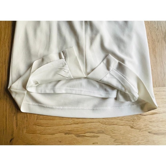 $260 BETSY and ADAM Jordan Draped Arm Scuba Crepe Sheath White Dress SIZE 6 EUC - Picture 8 of 9